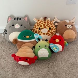 animal bundle of squishmallows in a variety of sizes,7 squishmallows